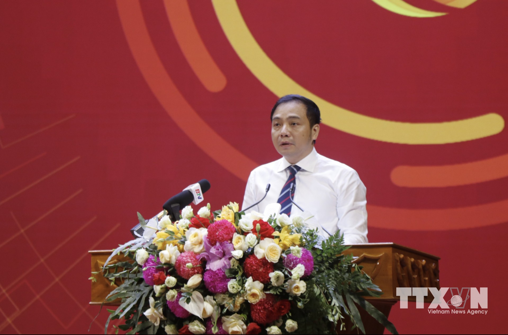 Phó Chủ tịch UBND thành phố Bắc Ninh Đào Thanh Trường phát biểu tại hội thảo. (Ảnh: Thanh Thương/TTXVN)